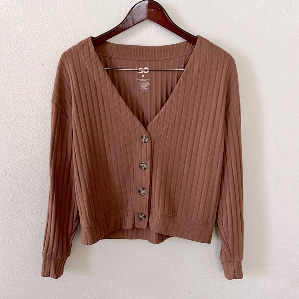 SO Brown Sweater Long Sleeve Size Medium - Picture 1 of 8